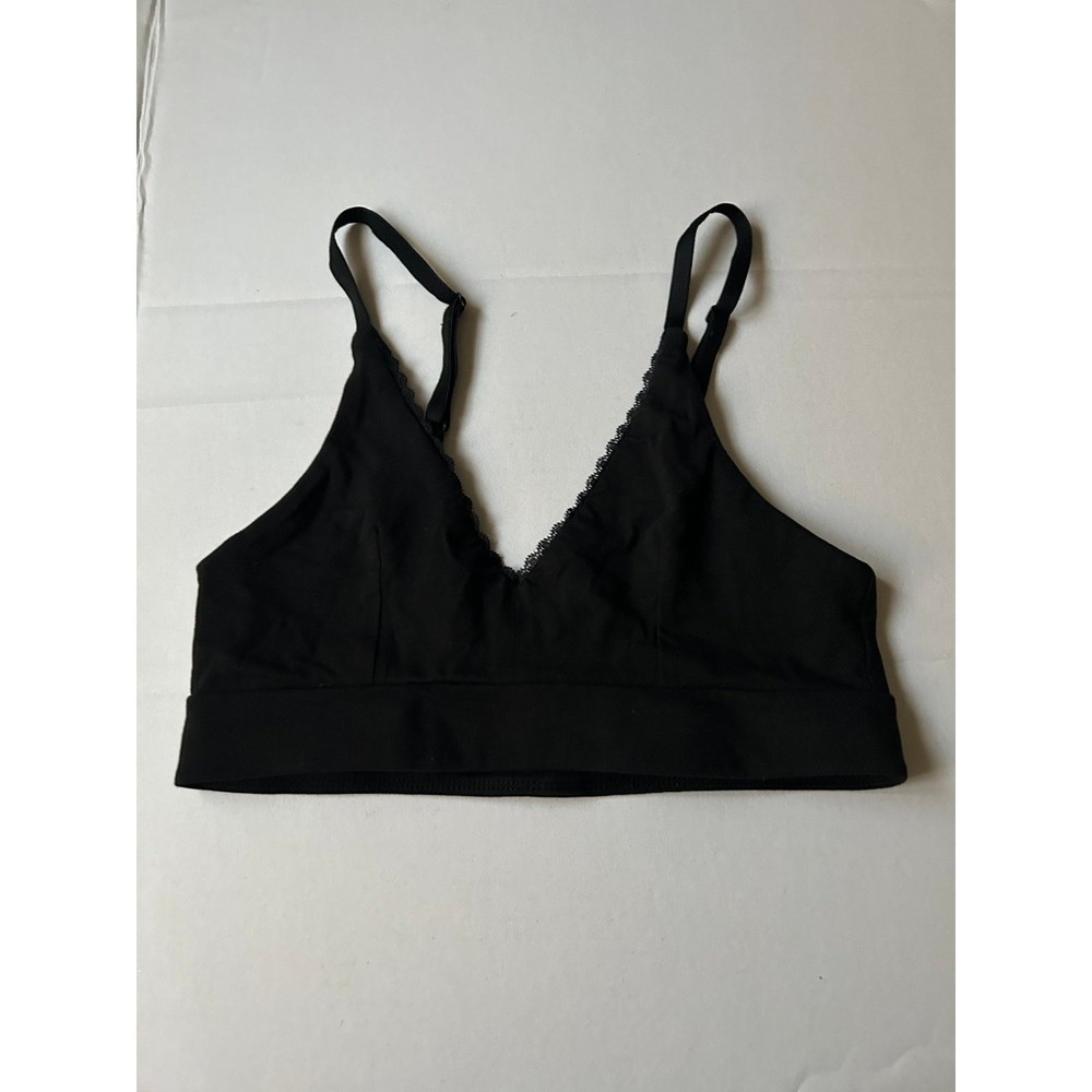 Pact V-Neck Organic Cotton Bralette Sz M